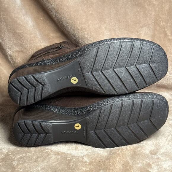 Aquatalia Brown Suede leather Waterproof Wedge Heel Zip Boots Women’s Size‎ 7.5 - Picture 8 of 8